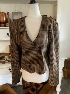 Paul Costelloe Double-Breasted Women's Blazer Jacket - Brown/Black